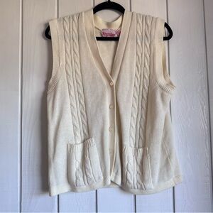 Vintage 90s Nancy’s Choice Cream Knit Sweater Vest